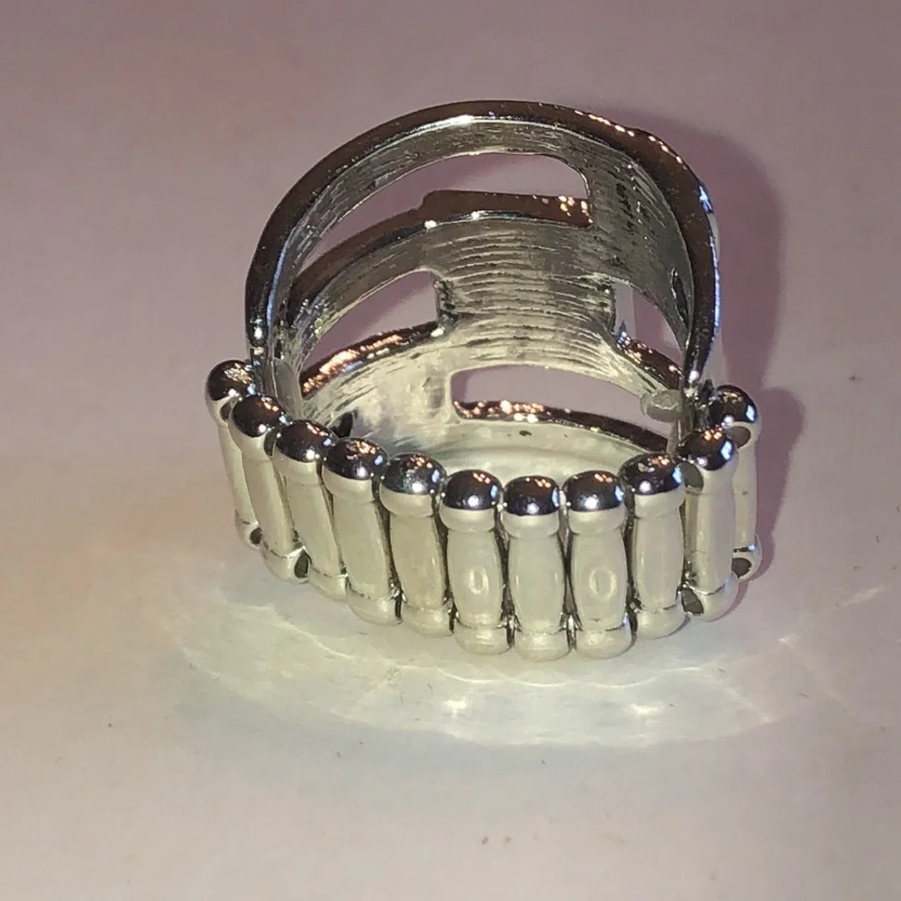 Silver Tone Purple Stone Statement Ring